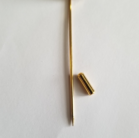 Vintage stickpin hexagon honeycomb shape hexagonal gold tone - Picture 8 of 8